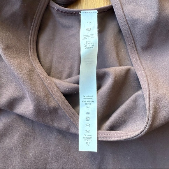 Lululemon Align Long Sleeve Shirt Crop Top Dark Brown Java Womens 12 Nulu W3EV7S - Picture 9 of 11